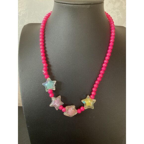 Colorful Beaded Necklace Set With Star & Flower Charms For Kids - Picture 4 of 6